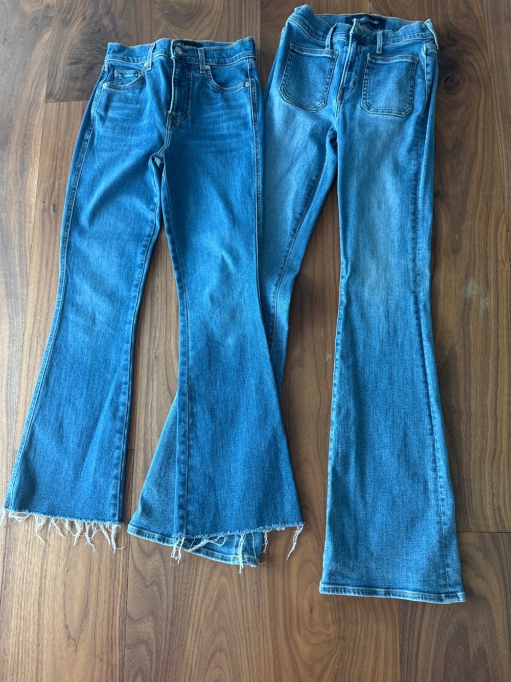 Veronica Beard Blue Flare Jeans - Distressed Hem